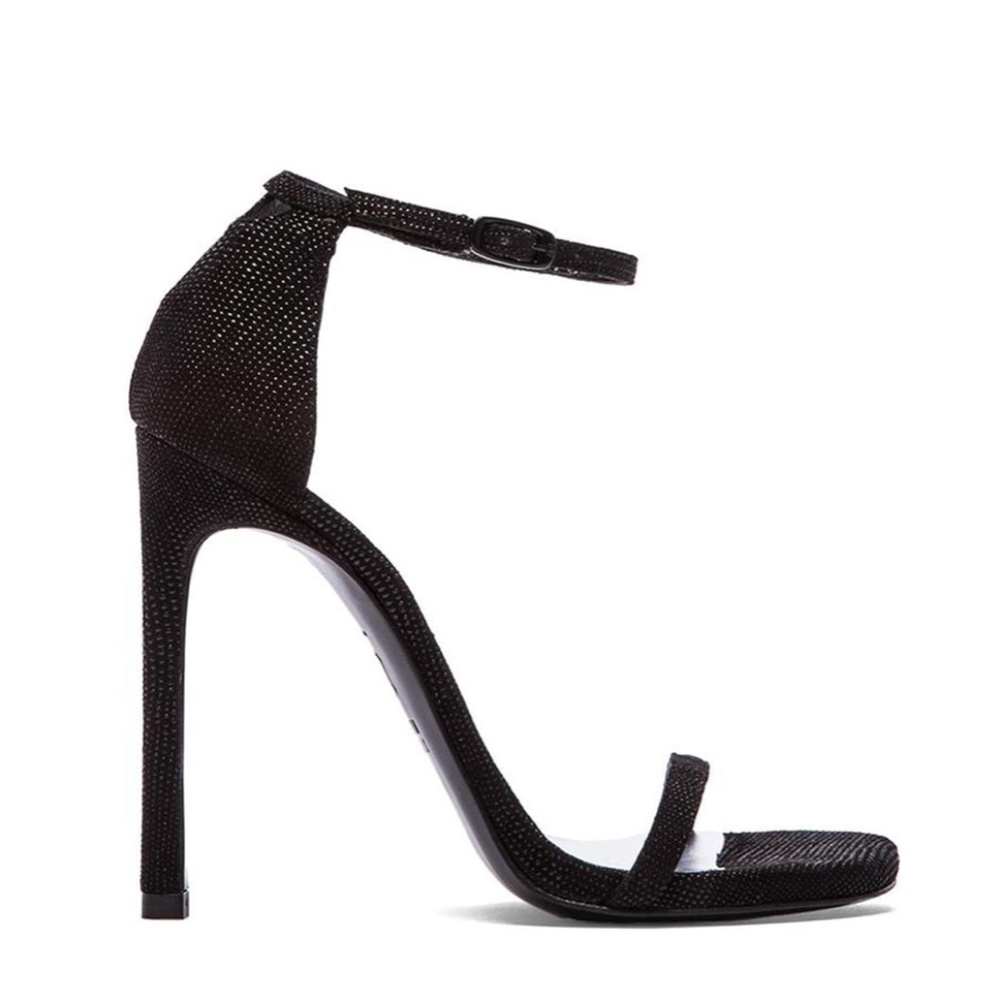 Stuart Weitzman Nudist Heel, Black Goosebump